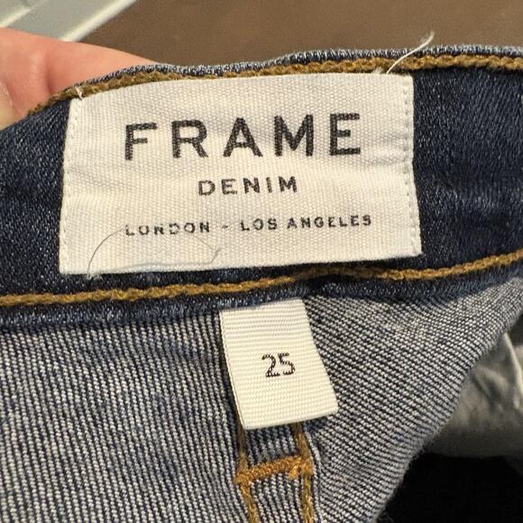 Frame Jeans Womens 25x24 Ali High Rise Cigarette Prescott Raw Hem Stretch Denim - Picture 2 of 16